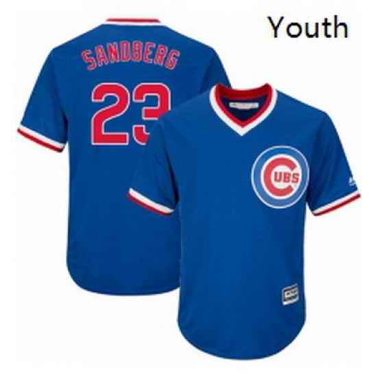 Youth Majestic Chicago Cubs 23 Ryne Sandberg Authentic Royal Blue Cooperstown Cool Base MLB Jersey